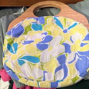 Floral Wooden Handle Bag